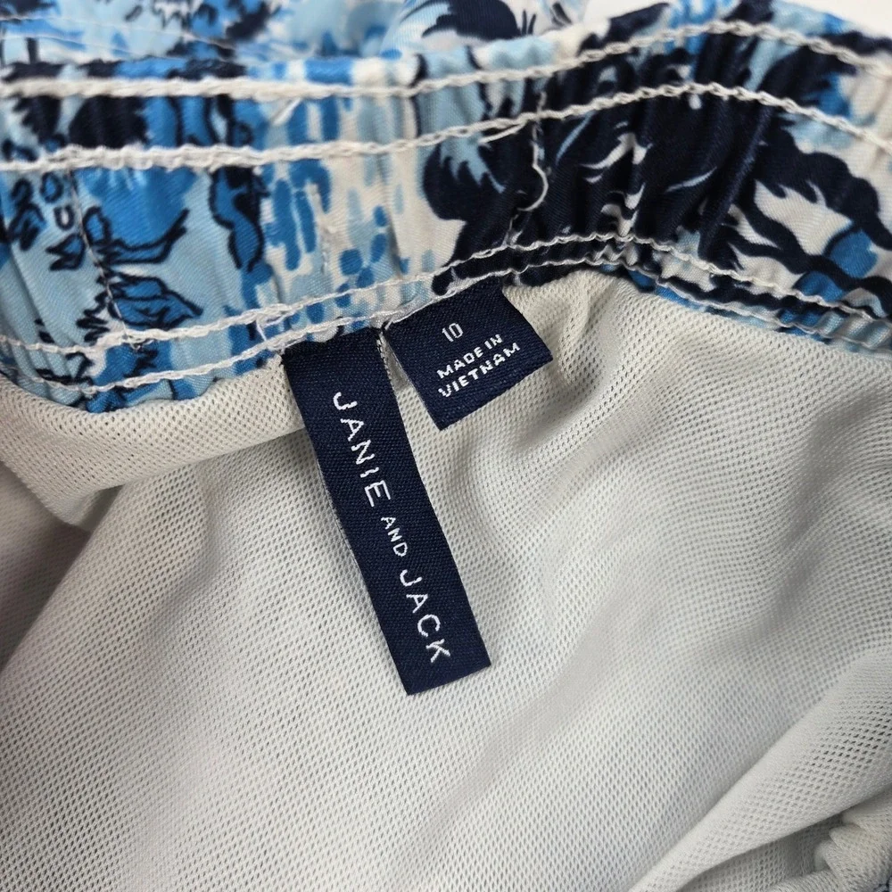Janie and‎ Jack Swim Trunks Boys 10 Blue Tropical Palm Tree Print Beach Shorts